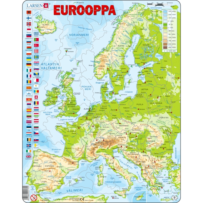 LARSEN Eurooppa topografinen kartta Maxi palapeli