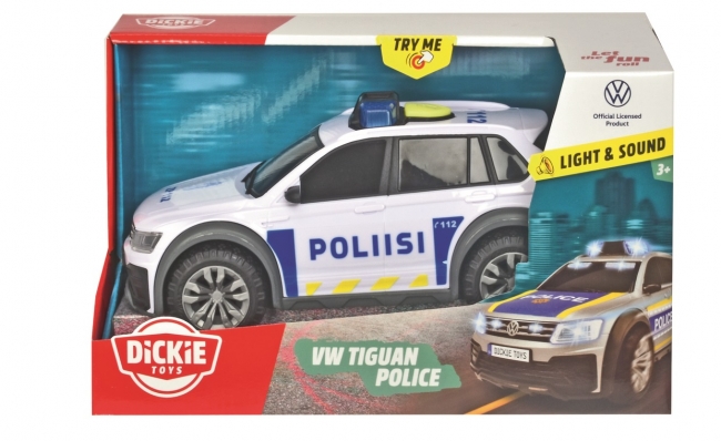 Dickie VW Tiguan Policía 1/18 – Vehículo A Escala Con Luces Y Sonido, 25 Cm, Con Pilas Incluidas Para Niños De 3 Años